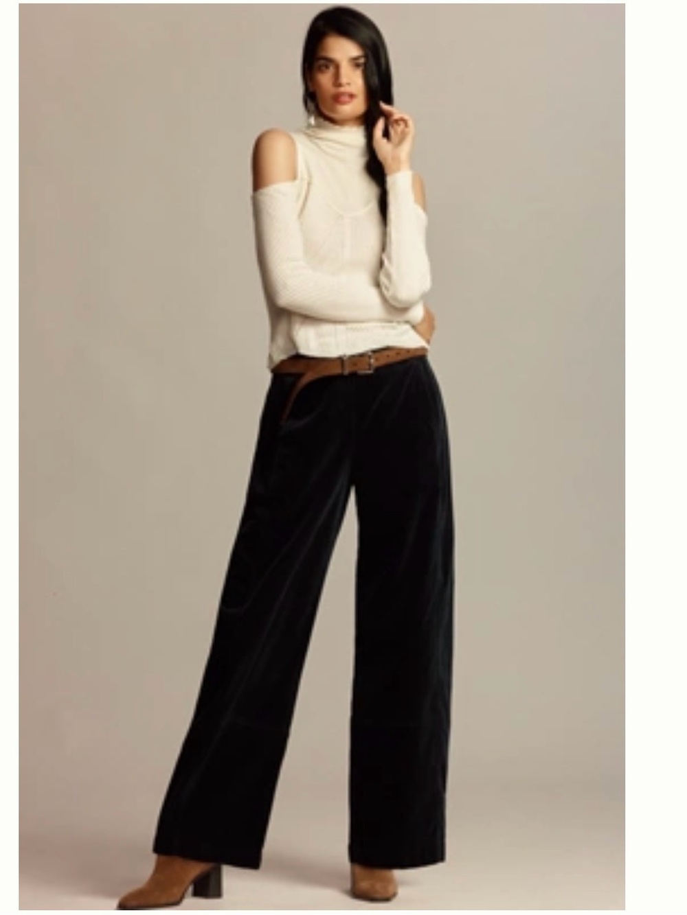 Anthropologie Pilcro Izzie Black cord barrel pull on pant XS